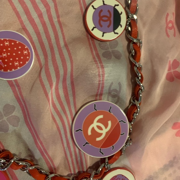 Vintage Authentic Chanel red leather chain belt / necklace rare CC logos! - Picture 6 of 16